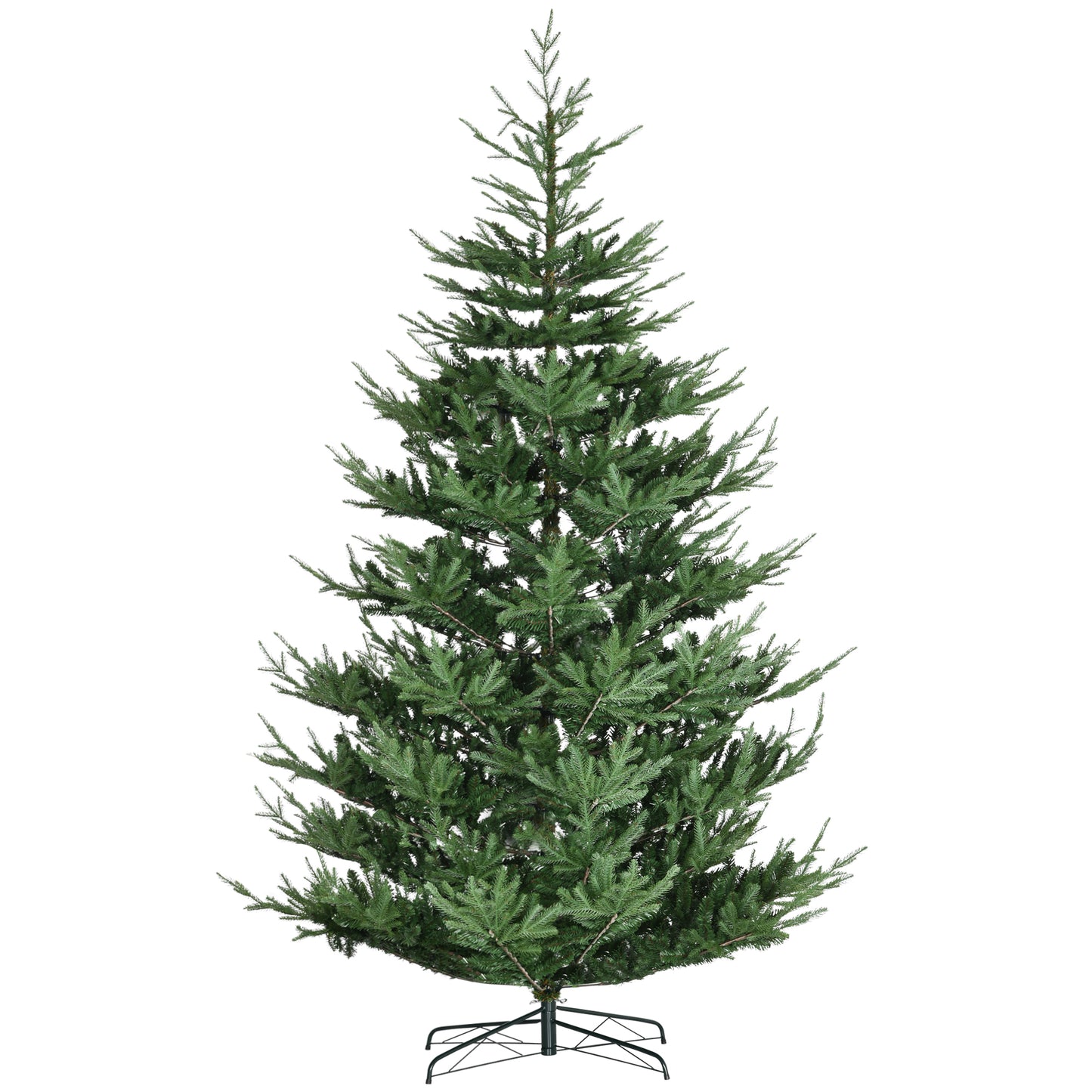 HOMCOM 9 Foot Artificial Christmas Tree, Pine Hinged Xmas Tree with 1939 Realistic Branches, Steel Base, Auto Open, Green