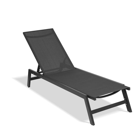 NEW Outdoor Chaise Lounge Chair,Five-Position Adjustable Aluminum Recliner,All Weather For Patio,Beach,Yard, Pool(Grey Frame/Black Fabric) Same as W41939292