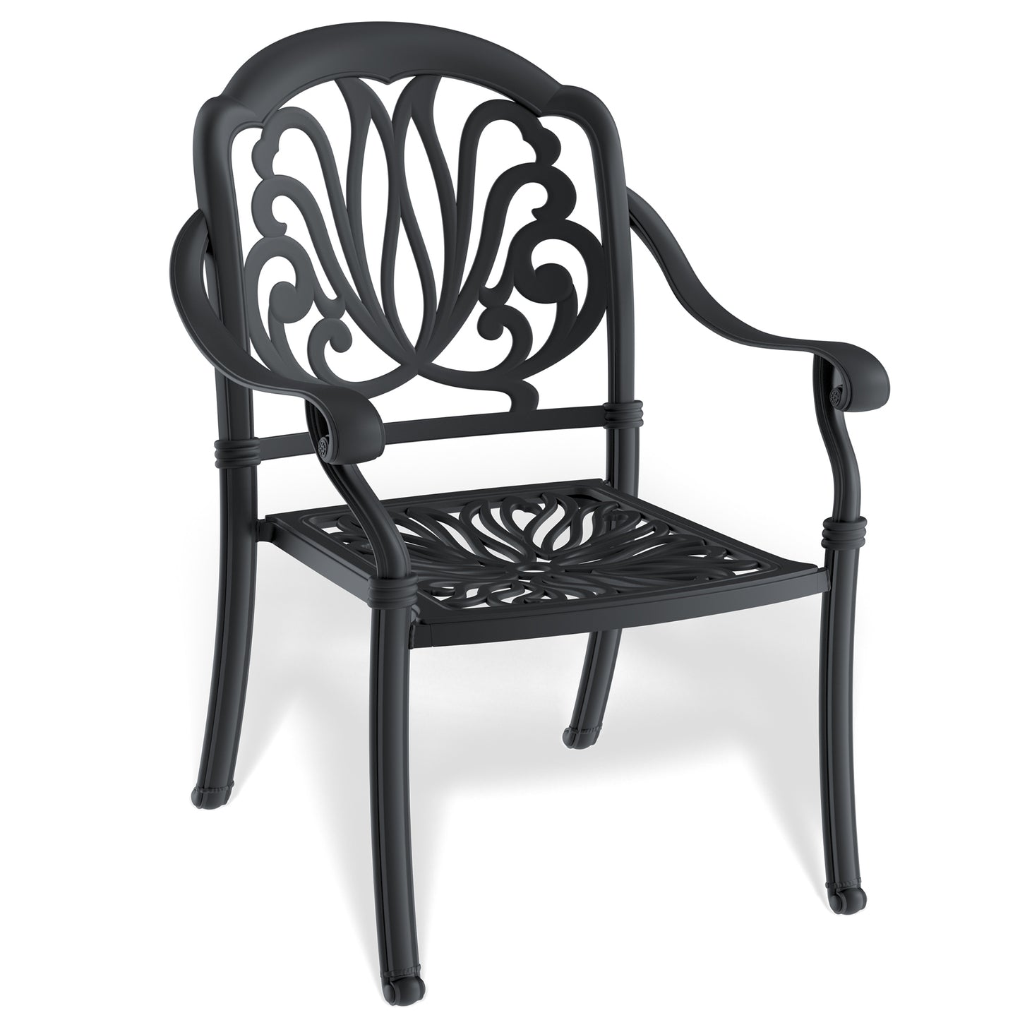 Cast Aluminum Patio Dining Chair 4PCS With Black Frame and Cushions In Random Colors