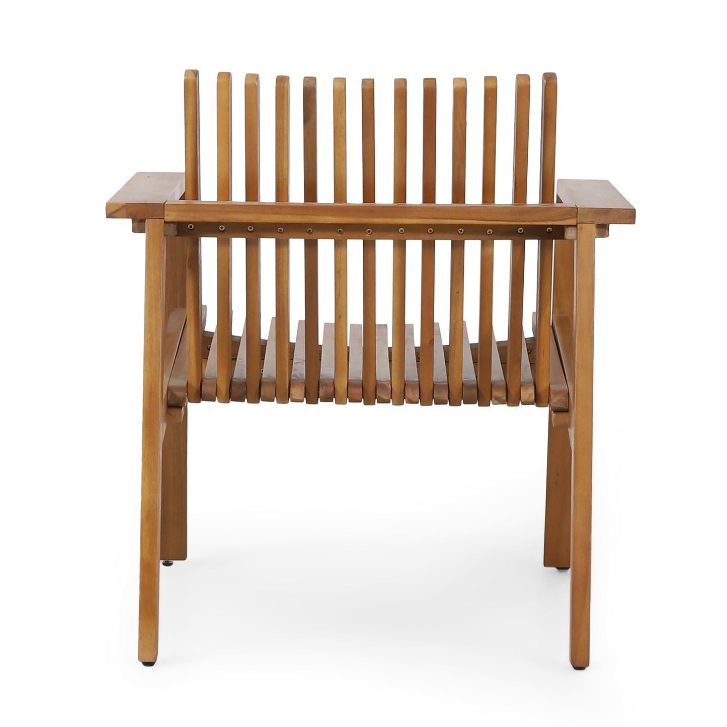 Outdoor Acacia Wood Slatted Club Chairs, Set of 2, Teak finish, Acacia Wood, 30"D x 28"W x 30.75"H