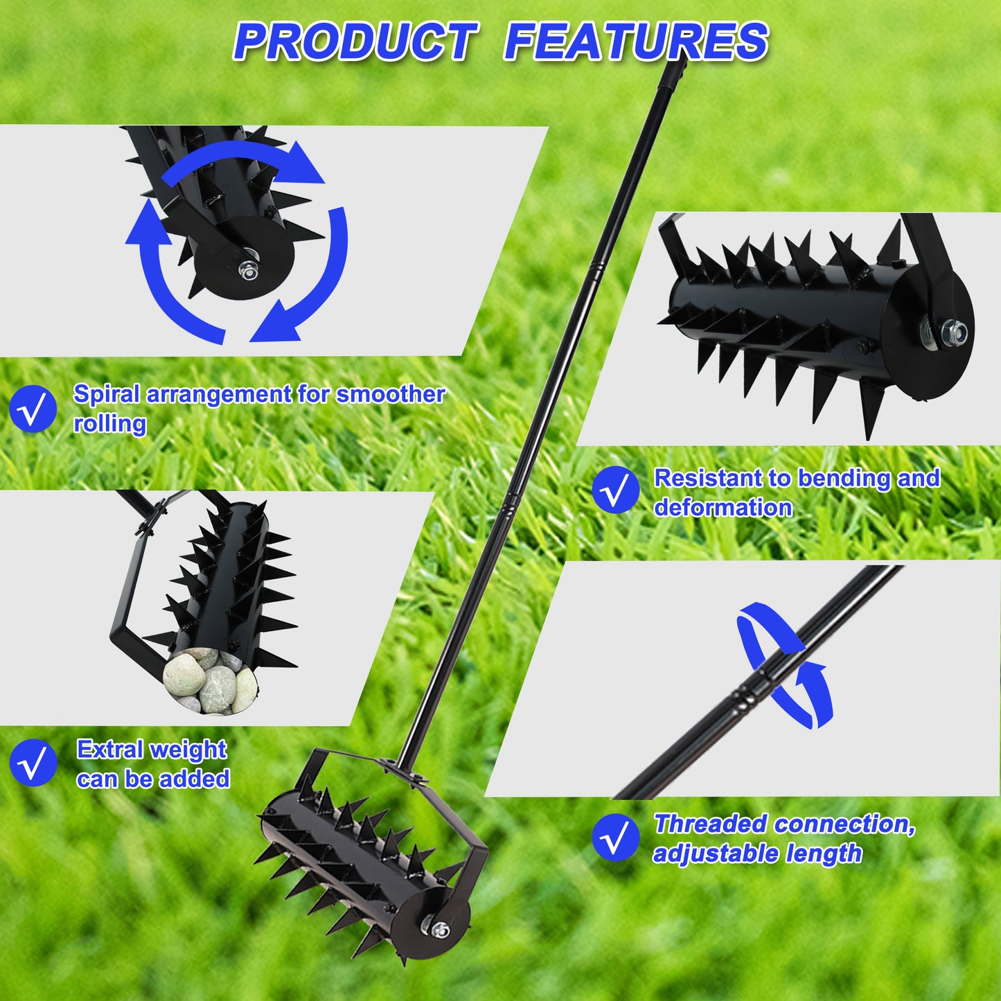 Lawn aerators, gardens, yards, loose soil in farmland,Gardening Lawn Aerator Tool, Upgraded Heavy Duty Aerator Lawn Soil Penetrator Spikes, for Garden Grass Patio Yard.