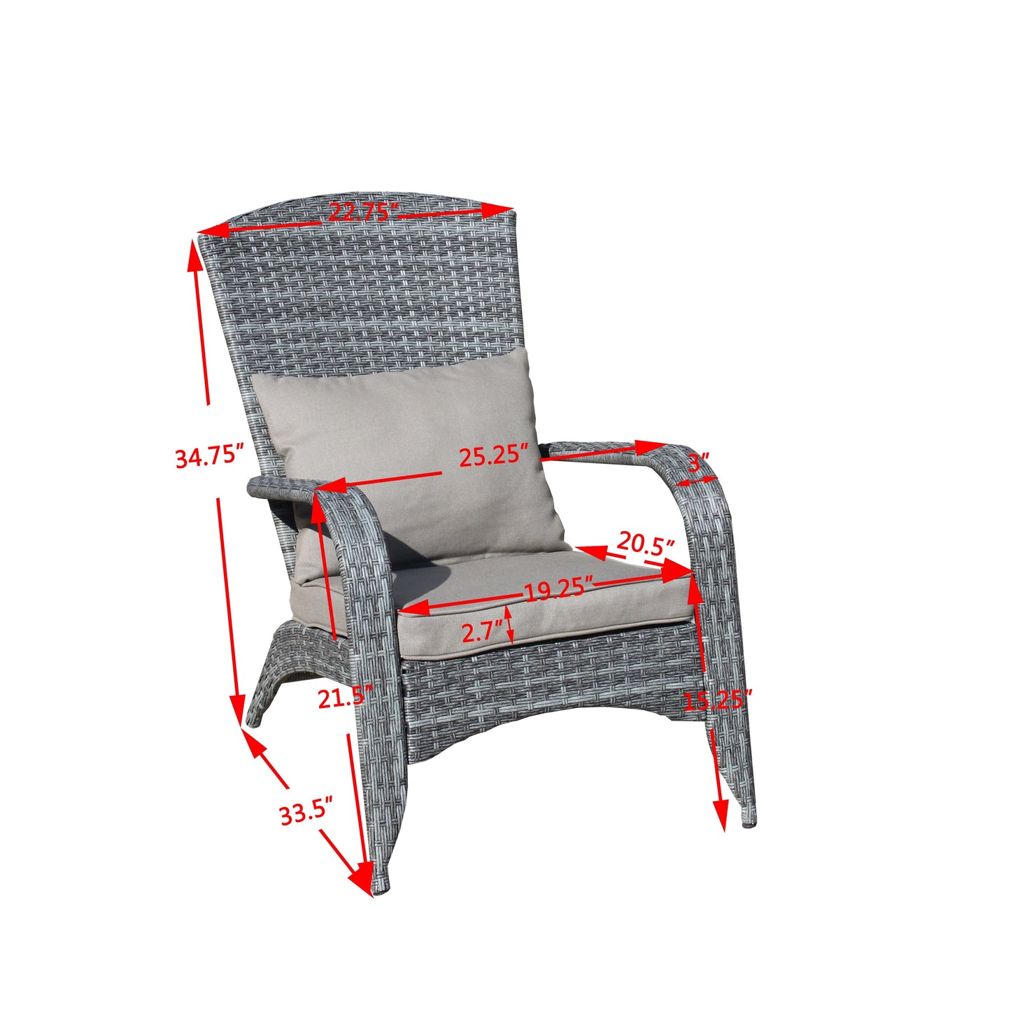 Patio Chair with Cushions( Grey Cushion)