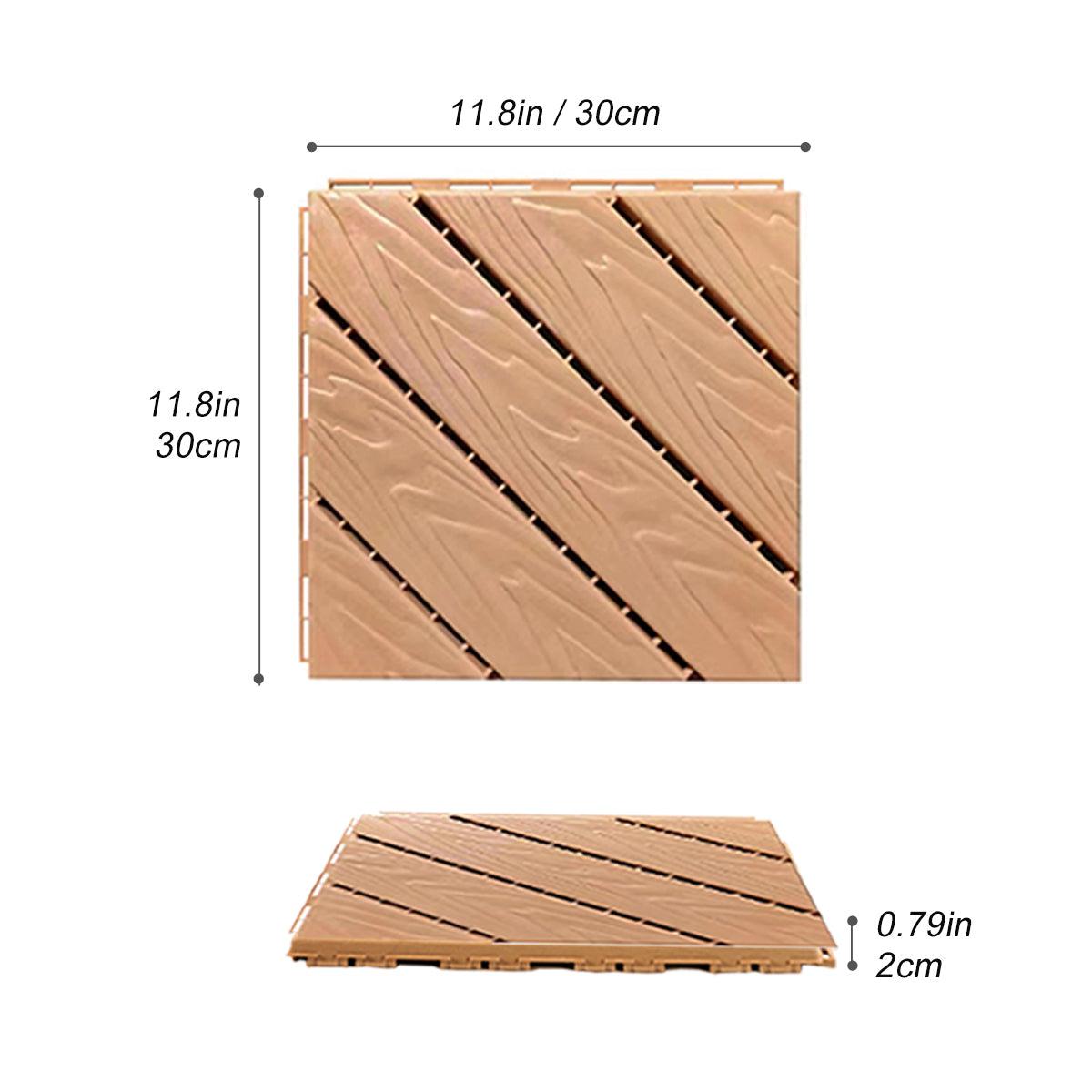 Plastic Composite Deck Tiles Set of 35pcs, Composite Decking Resist Rust, Water, Weather, Easy to DIY & Maintain, Ideal for Patios, Balconies, Rooftops, Decks, Indoor&Outdoor, 12x12" Wood color