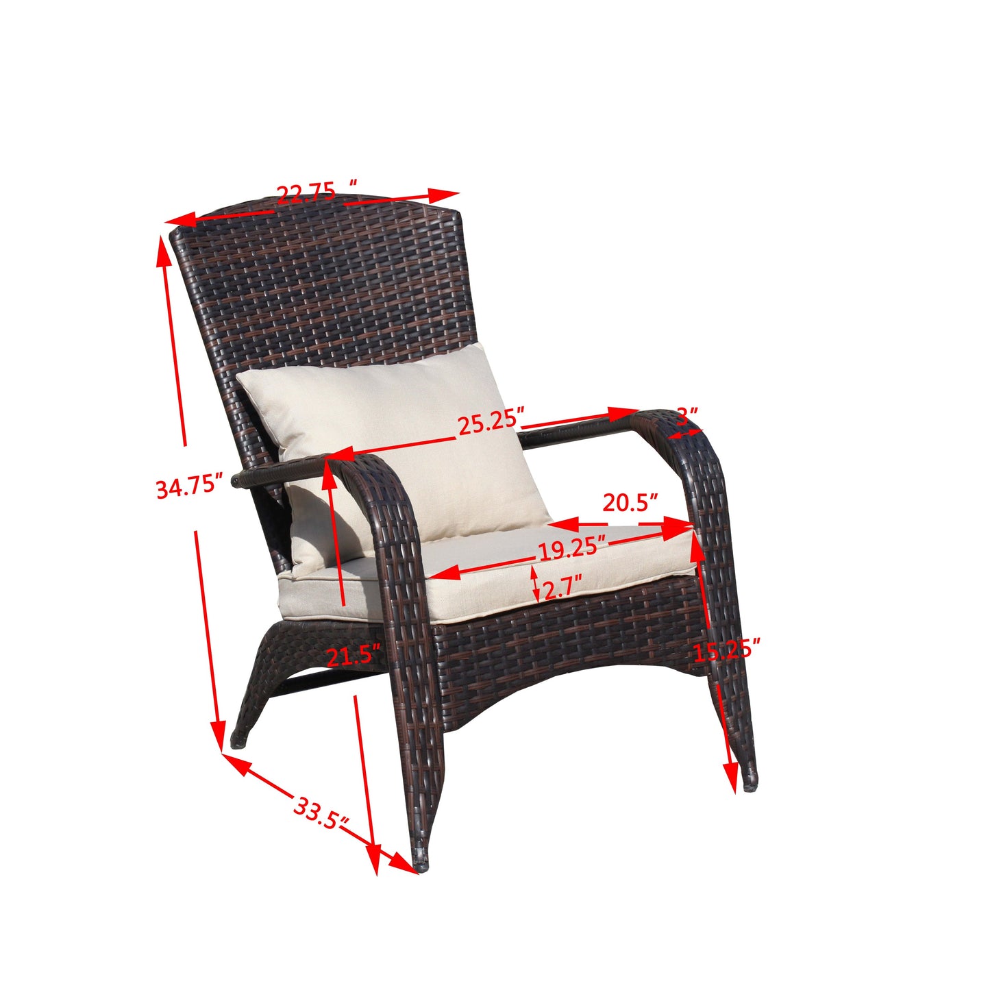 Patio Chair with Cushions(Beige Cushion)