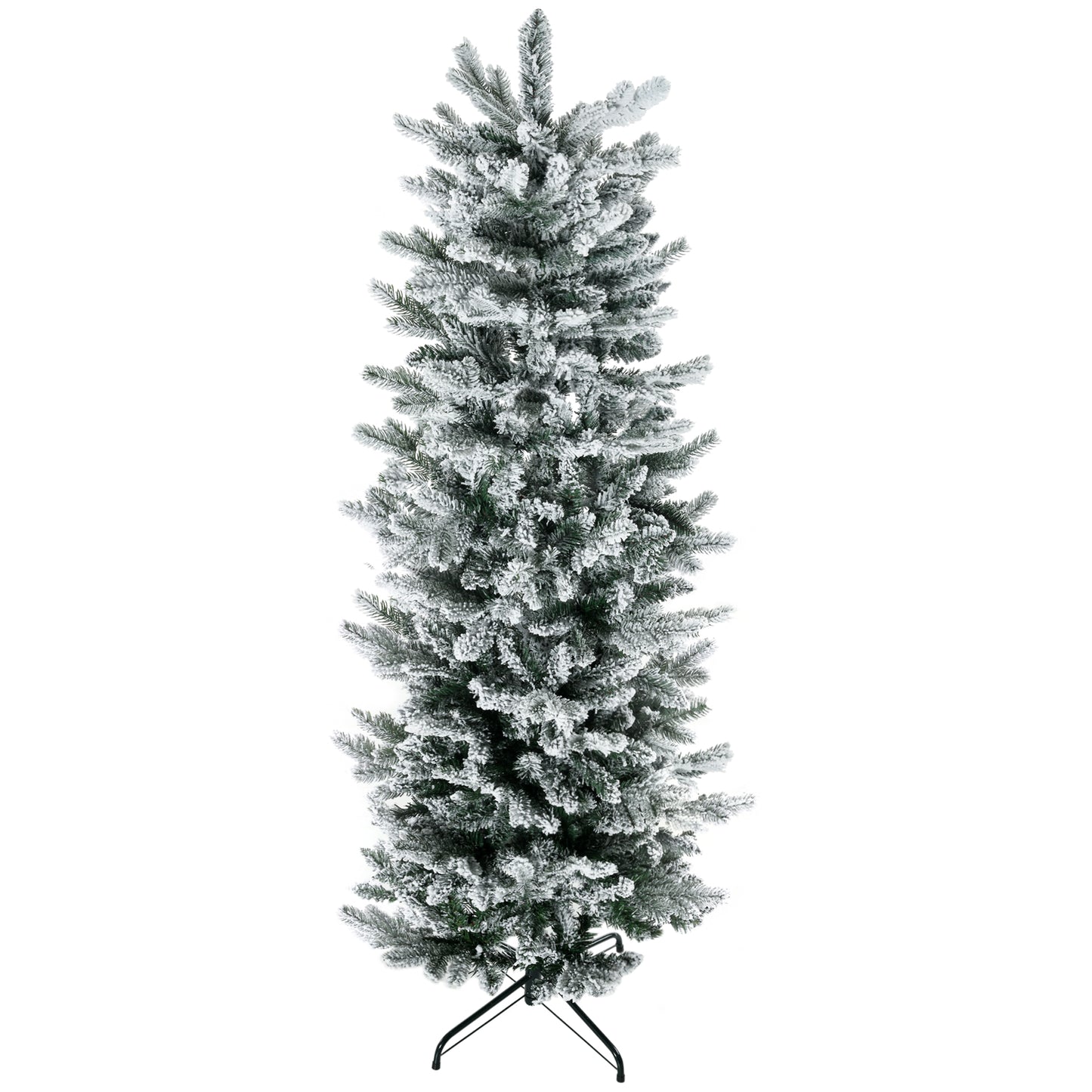 HOMCOM 6ft Tall Flocked Artificial Christmas Tree Holiday Décor with 477 Snow Branches, Auto Open, Steel Base, Green