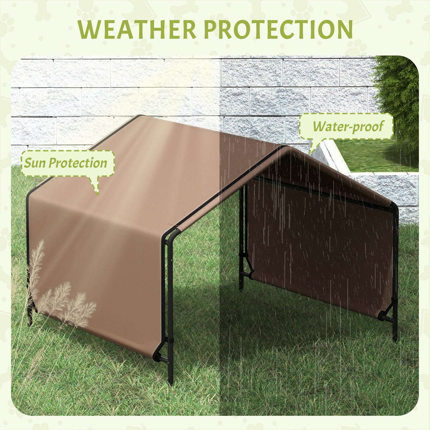 PawHut Dog Shade Shelter, Portable Pet Tent, Water Resistant Dog House for Shade Protection, Outdoor, Garden, Patio, Backyard, Brown