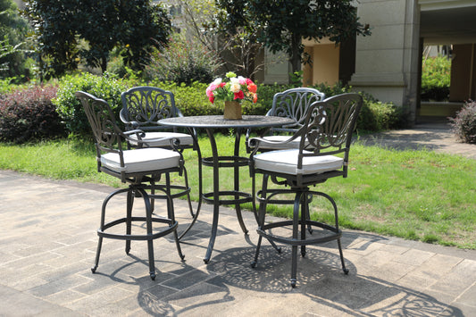 Round 4 - Person 42" Long Bar Height Dining Set with Cushions