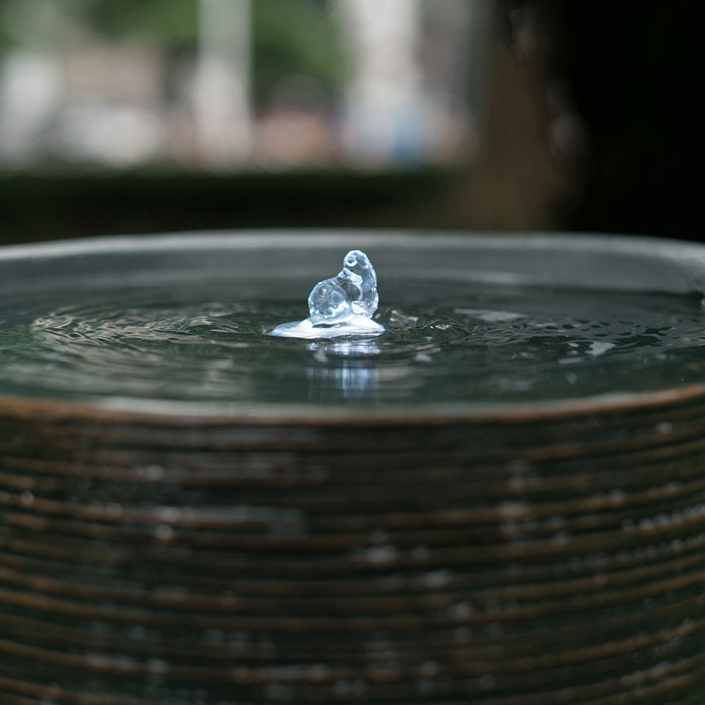 17x17x26" indoor outdoor Polyresin Water Fountain, Unique Broken Urn Fountain Chic Dynamic Modern Design with Light for Garden, Lawn, Backyard, Porch