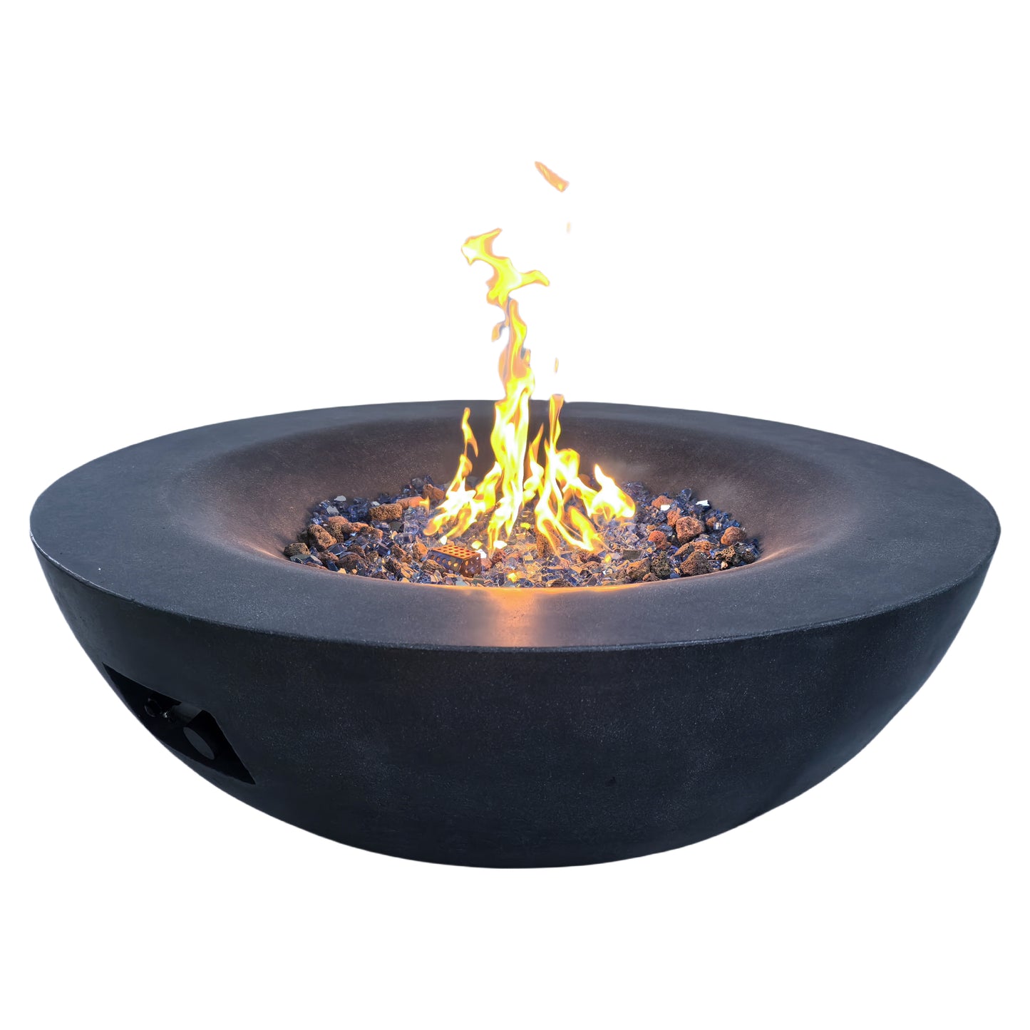 42 Inch Outdoor Concrete Propane gas Fire Pit bowl in Dark Gray color