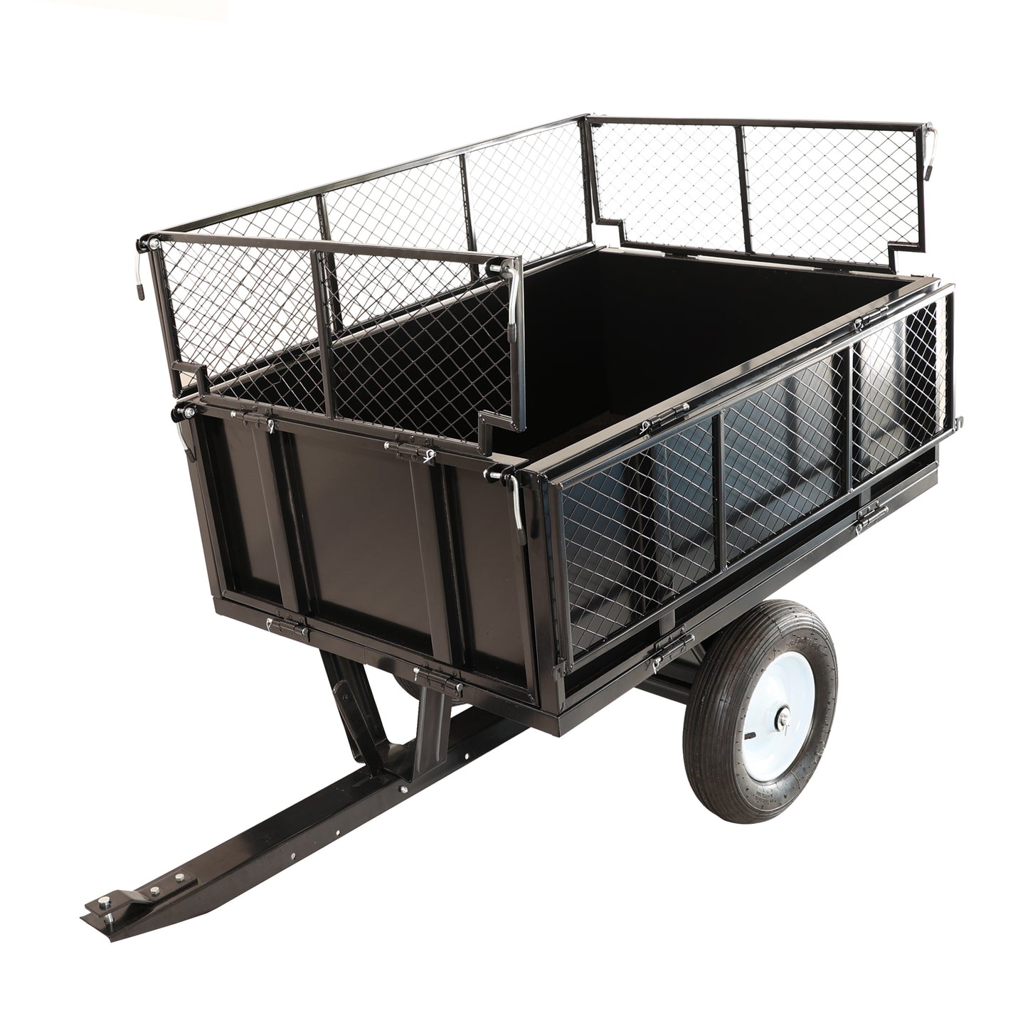 Heavy Duty Lawn Mower Trailer Steel Dump Truck, 661.4 Lbs Load, Garden Utility Trailer with Removable Sidewalls for Transporting Soil, Peat, Building Materials