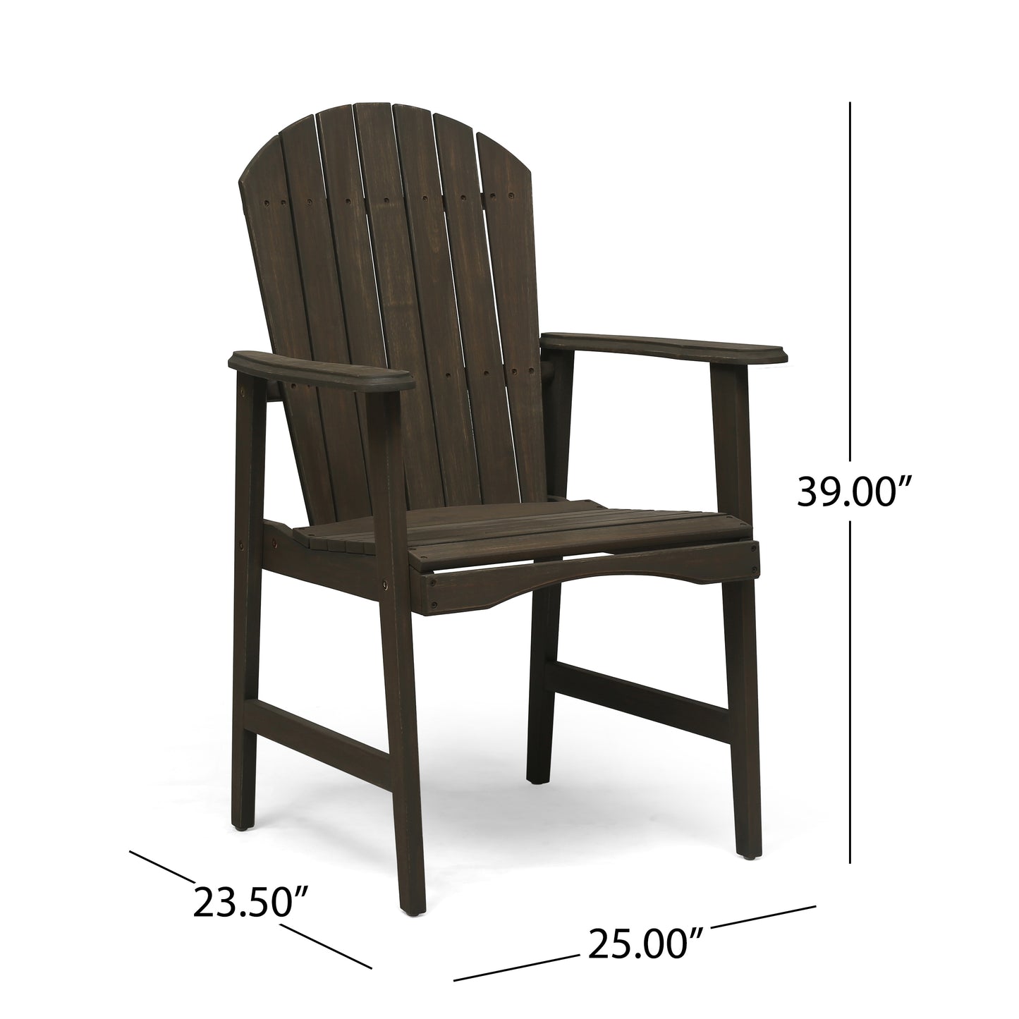 Outdoor Weather Resistant Acacia Wood Adirondack Dining Chairs (Set of 2), Grey Finish