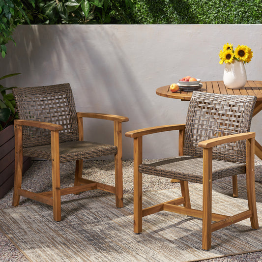 HAMPTON WOOD AND WICKER DINING CHAIR( SET OF 2 )