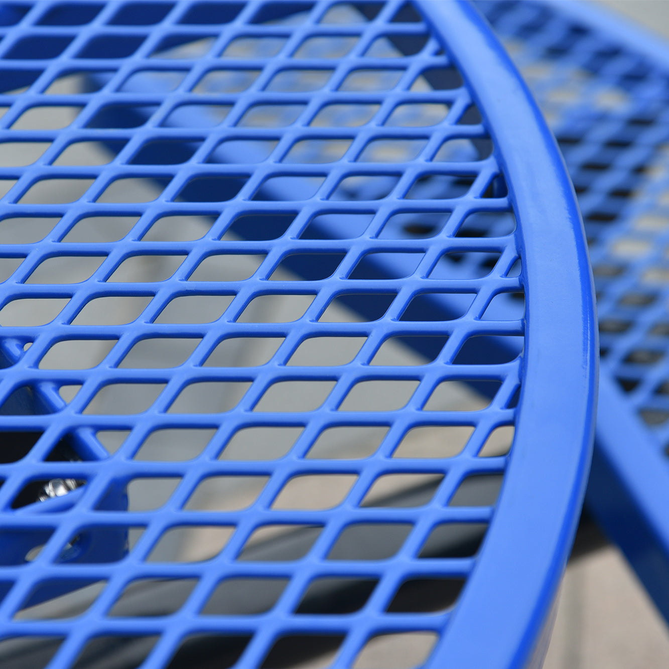 Round Outdoor Steel Picnic Table 46" blue ,with umbrella pole