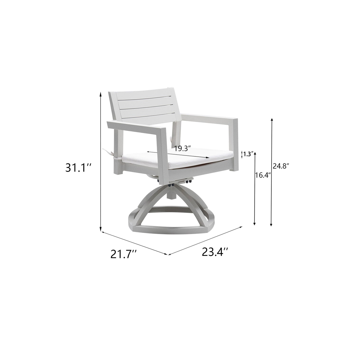 Outdoor Patio Aluminum Swivel Rocker 2PCS with Outdoor-grade Sunbrella Fabric Cushions, Grayish