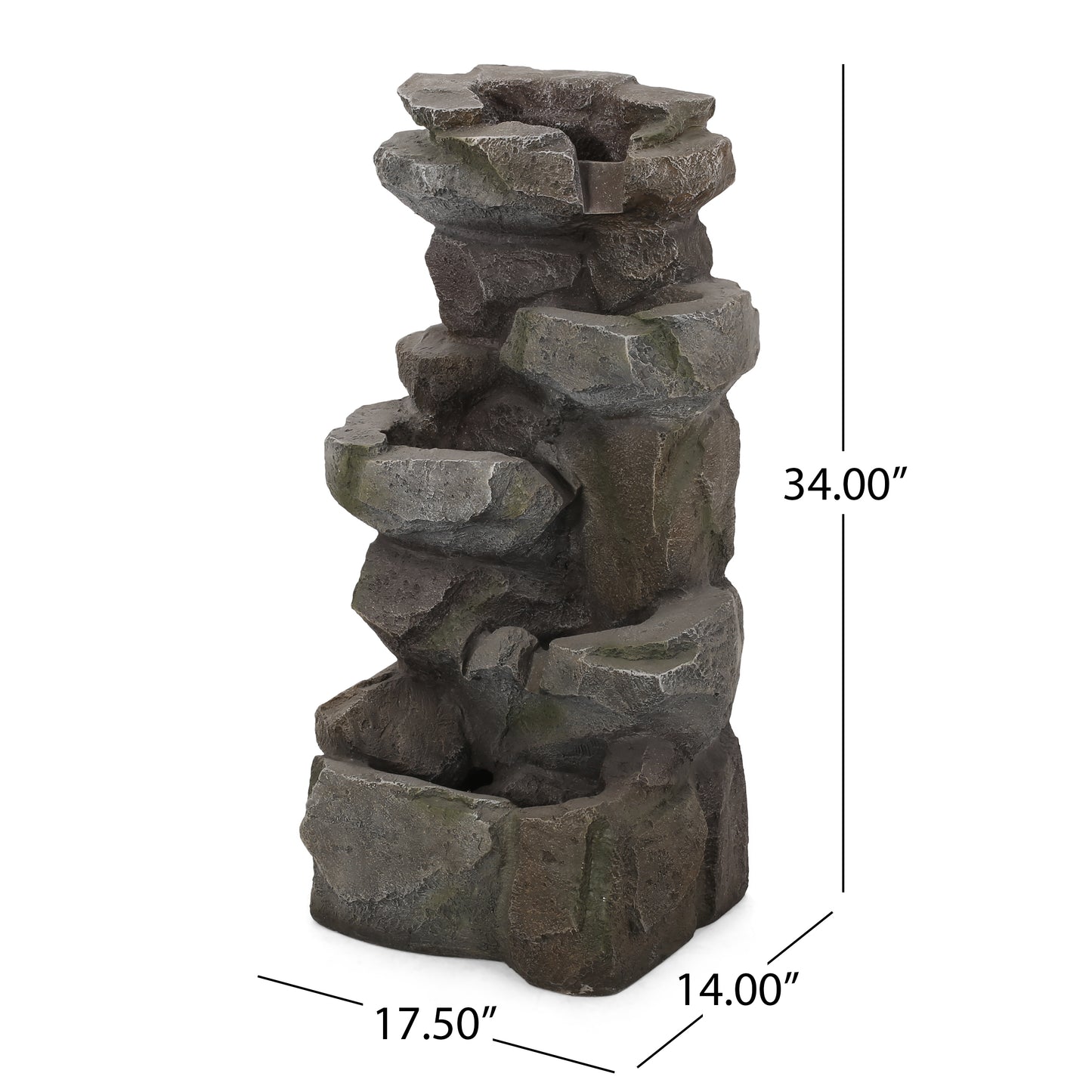 APACHE 4 TIER FOUNTAIN, Candler Outdoor Fountain, Stone Gray, No Assembly Required