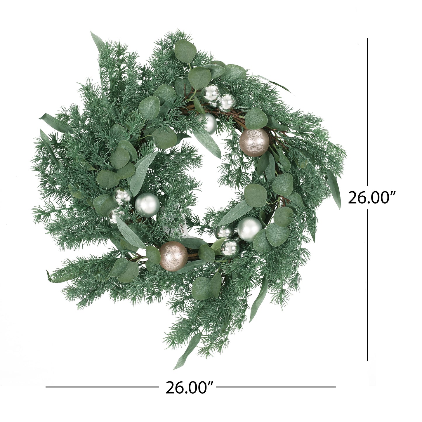 26" PINENEEDLE WREATH WITH BALL