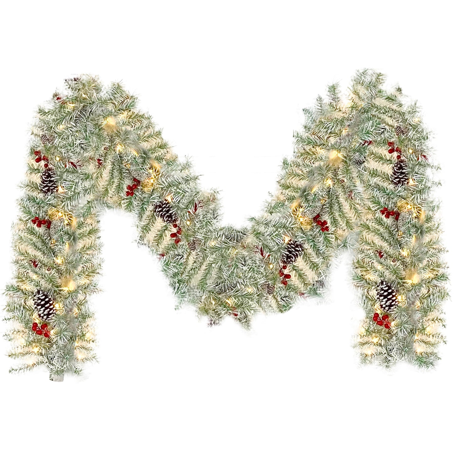 Pre-lit Xmas Tree Artificial Christmas 4-Piece Set,Garland, Wreath and Set of 2 Entrance Trees X-mas