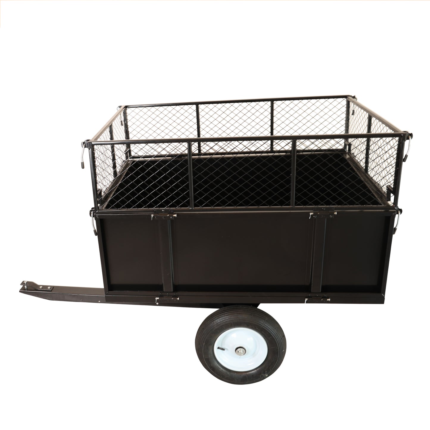 Heavy Duty Lawn Mower Trailer Steel Dump Truck, 661.4 Lbs Load, Garden Utility Trailer with Removable Sidewalls for Transporting Soil, Peat, Building Materials