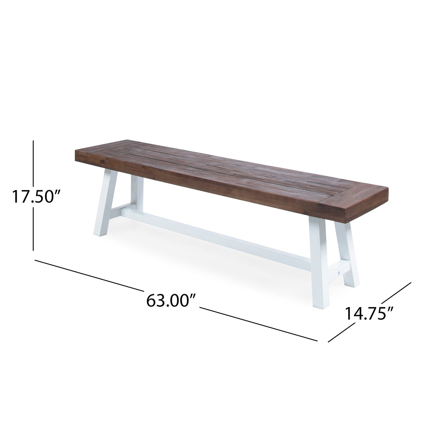 Outdoor Carlisle Benches, Sandblasted Dark Brown + White(Set of 2)