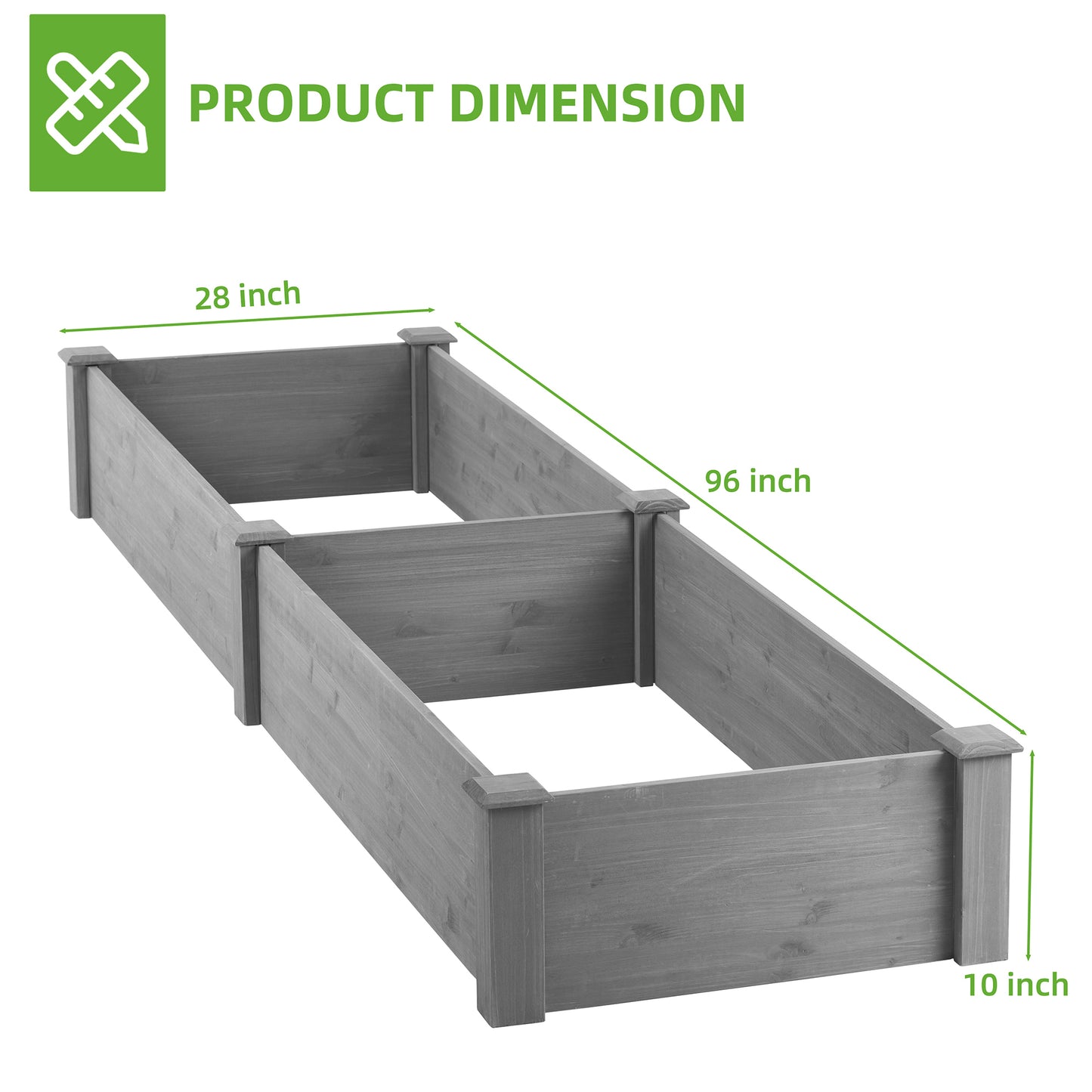 Over Ground Raised Garden Bed 96x28x10'', Large Long Planter Box for Outdoor, Tool-Free Assembly