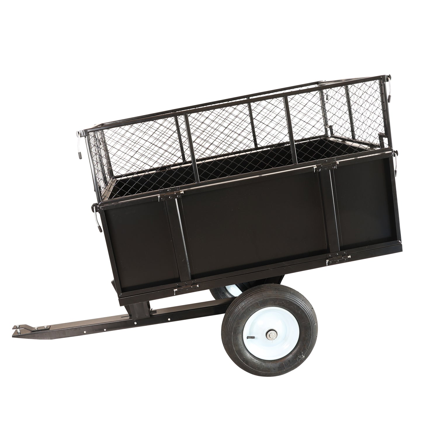 Heavy Duty Lawn Mower Trailer Steel Dump Truck, 661.4 Lbs Load, Garden Utility Trailer with Removable Sidewalls for Transporting Soil, Peat, Building Materials