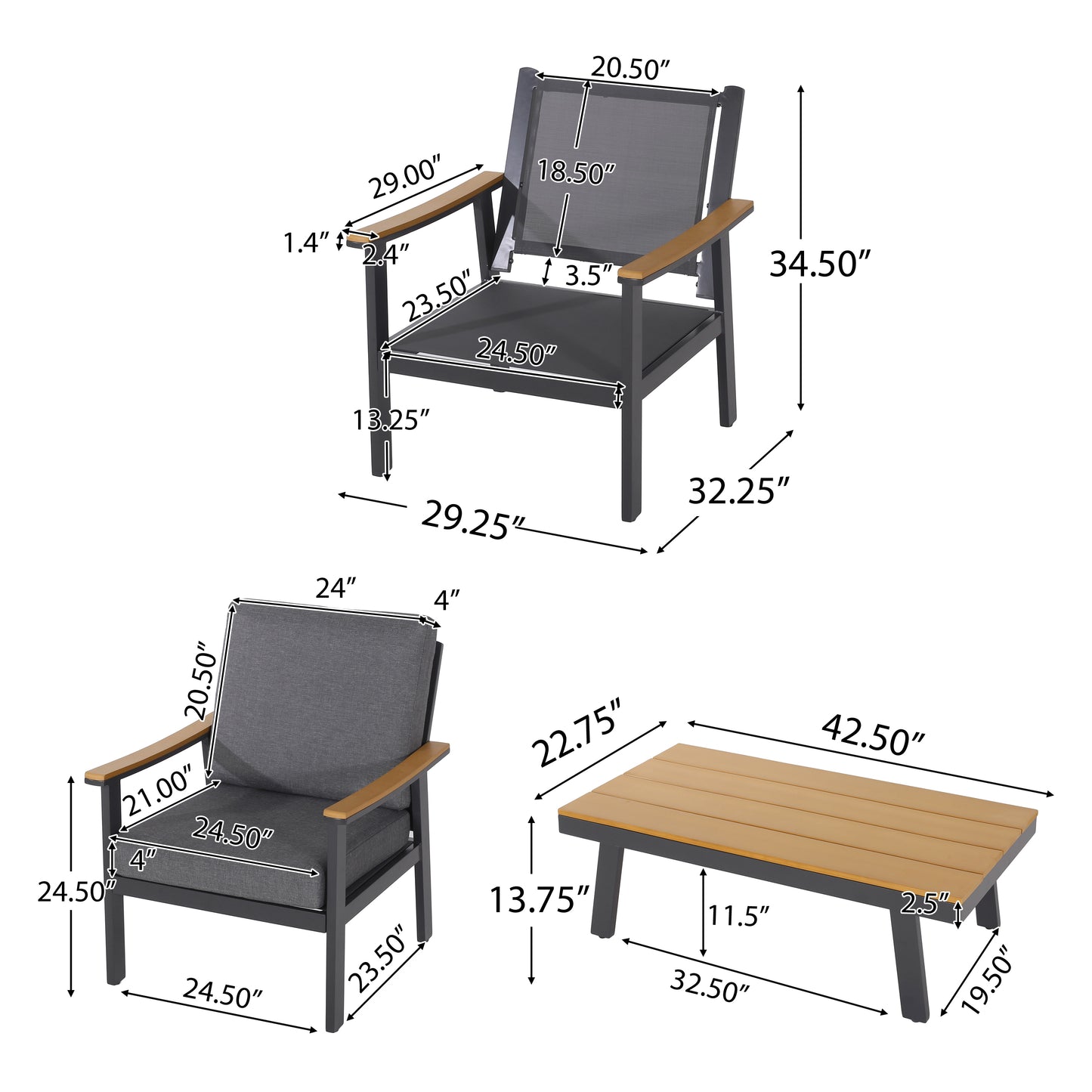 SINCLAIR 4PC CHAT SET