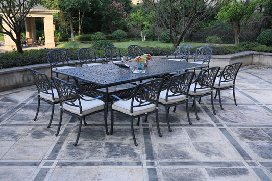 Rectangular 12 - Person 108.07" Long Dining Set with Sunbrella Cushions