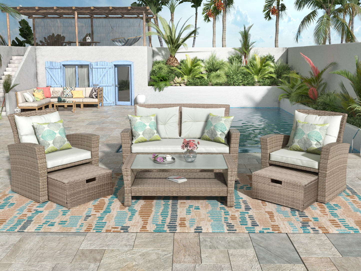 Patio Furniture Set, 4 Piece Outdoor Conversation Set All Weather